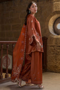 Dhanak | Signature Pret | RUST 2PCS EMBROIDERED KURTA WITH TROUSER - House Of Hania