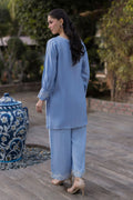 Dhanak | Signature Pret | SKY BLUE 2PCS EMBROIDERED KURTA WITH TROUSER - House Of Hania