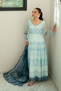 Dhanak | Signature Pret | SKY BLUE 2PCS EMBROIDERED PISHWAS WITH TROUSER - House Of Hania