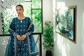 Dhanak | Signature Pret | TURQUOISE BLUE 2PCS EMBROIDERED PISHWAS WITH TROUSER - House Of Hania