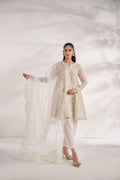 Dhanak | Signature Pret | WHITE 2PCS EMBROIDERED KURTA WITH TROUSER - House Of Hania