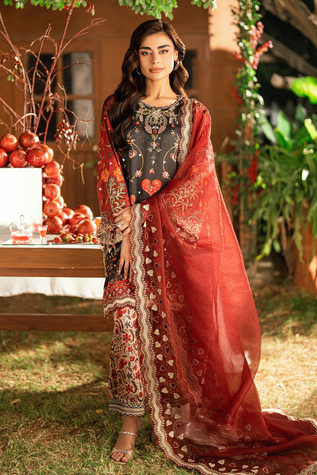 Dhanak | Silk Pret | BLACK-SILK TUNIC- 2PCS HAND EMBELLISHED SHIRT WITH TROUSER - House Of Hania