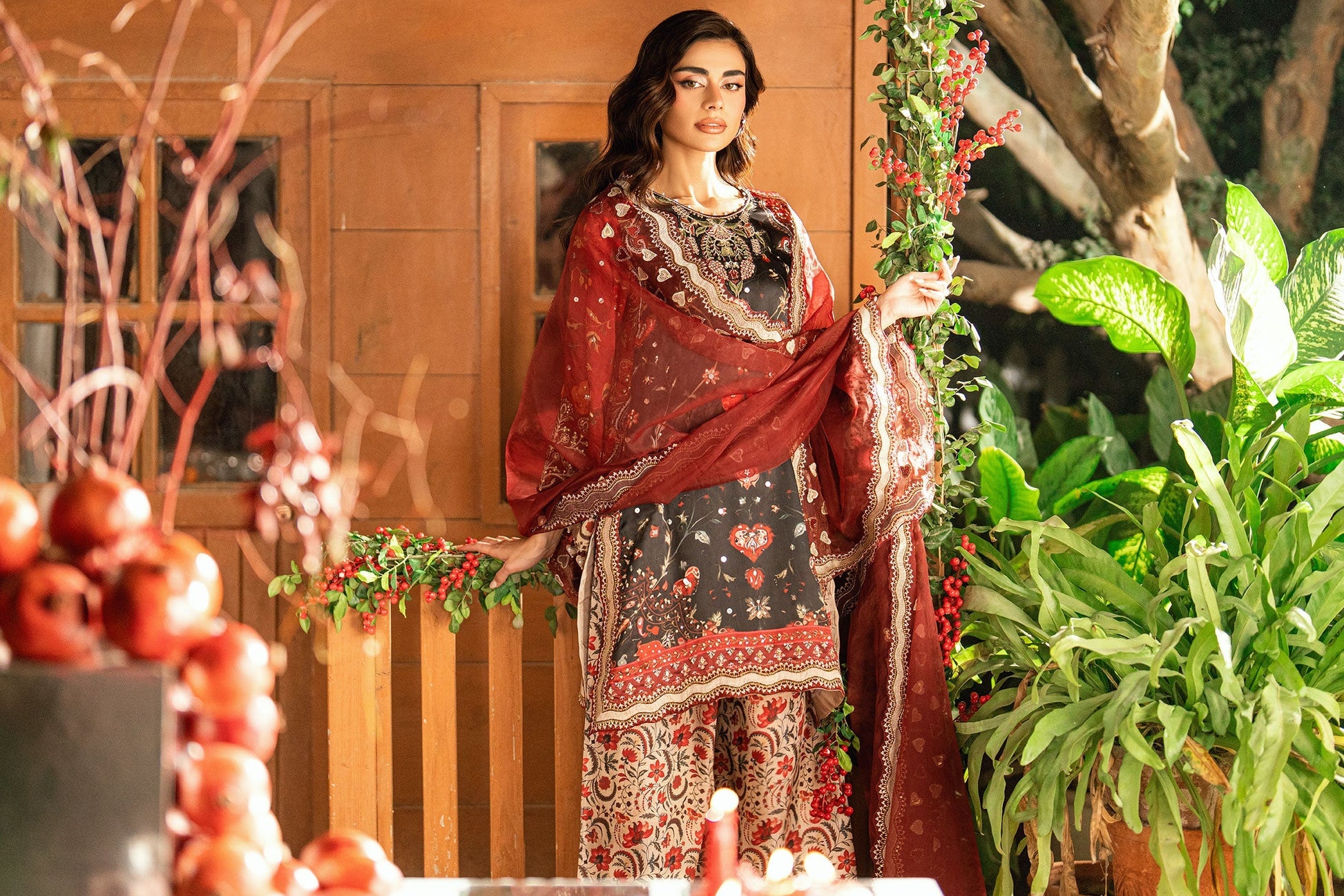 Dhanak | Silk Pret | BLACK-SILK TUNIC- 2PCS HAND EMBELLISHED SHIRT WITH TROUSER - House Of Hania
