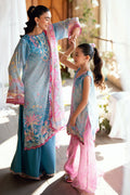 Dhanak | Silk Pret | BLUE 2PCS HAND EMBELLISHED KURTA WITH TROUSER - House Of Hania