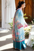 Dhanak | Silk Pret | BLUE 2PCS HAND EMBELLISHED KURTA WITH TROUSER - House Of Hania