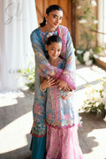 Dhanak | Silk Pret | BLUE 2PCS HAND EMBELLISHED KURTA WITH TROUSER - House Of Hania