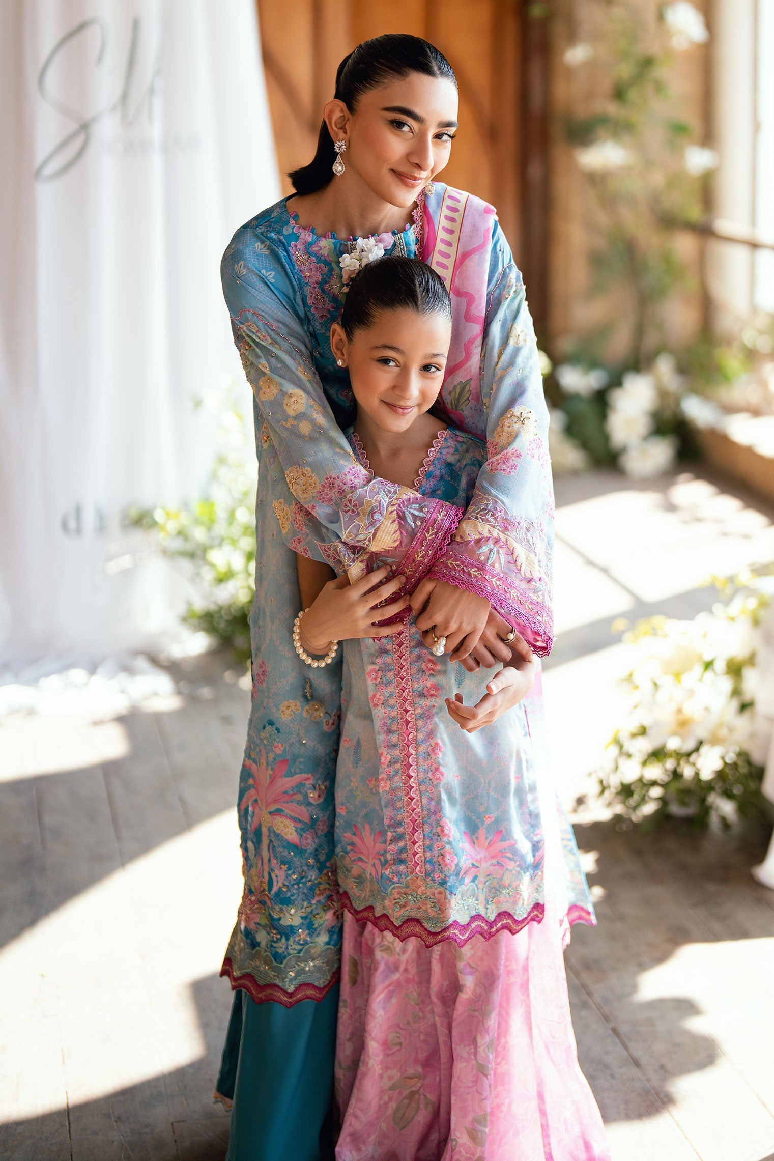 Dhanak | Silk Pret | BLUE 2PCS HAND EMBELLISHED KURTA WITH TROUSER - House Of Hania