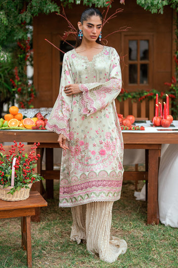 Dhanak | Silk Pret | L-GREEN -SILK TUNIC- 2PCS HAND EMBELLISHED SHIRT WITH TROUSER - House Of Hania