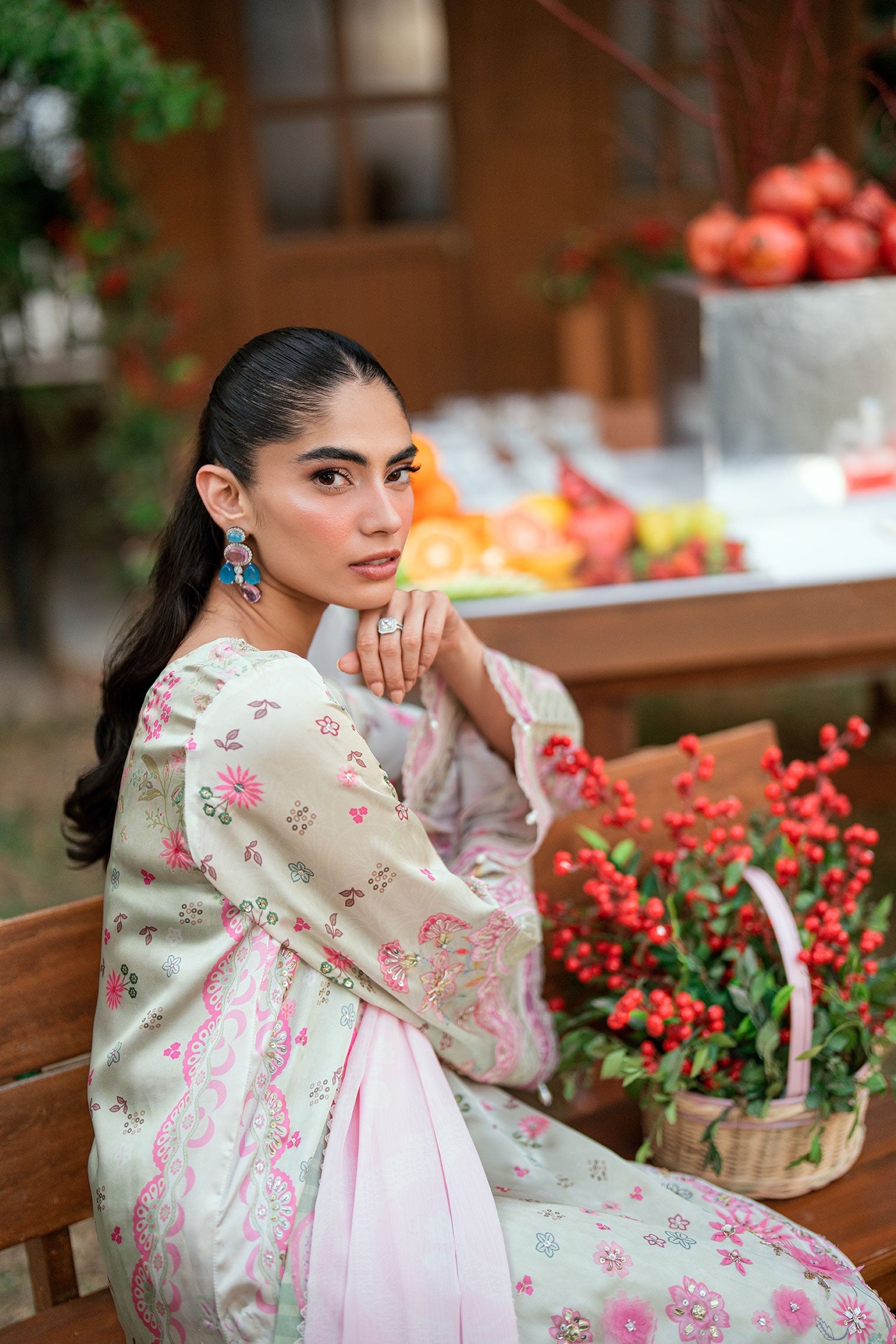 Dhanak | Silk Pret | L-GREEN -SILK TUNIC- 2PCS HAND EMBELLISHED SHIRT WITH TROUSER - House Of Hania