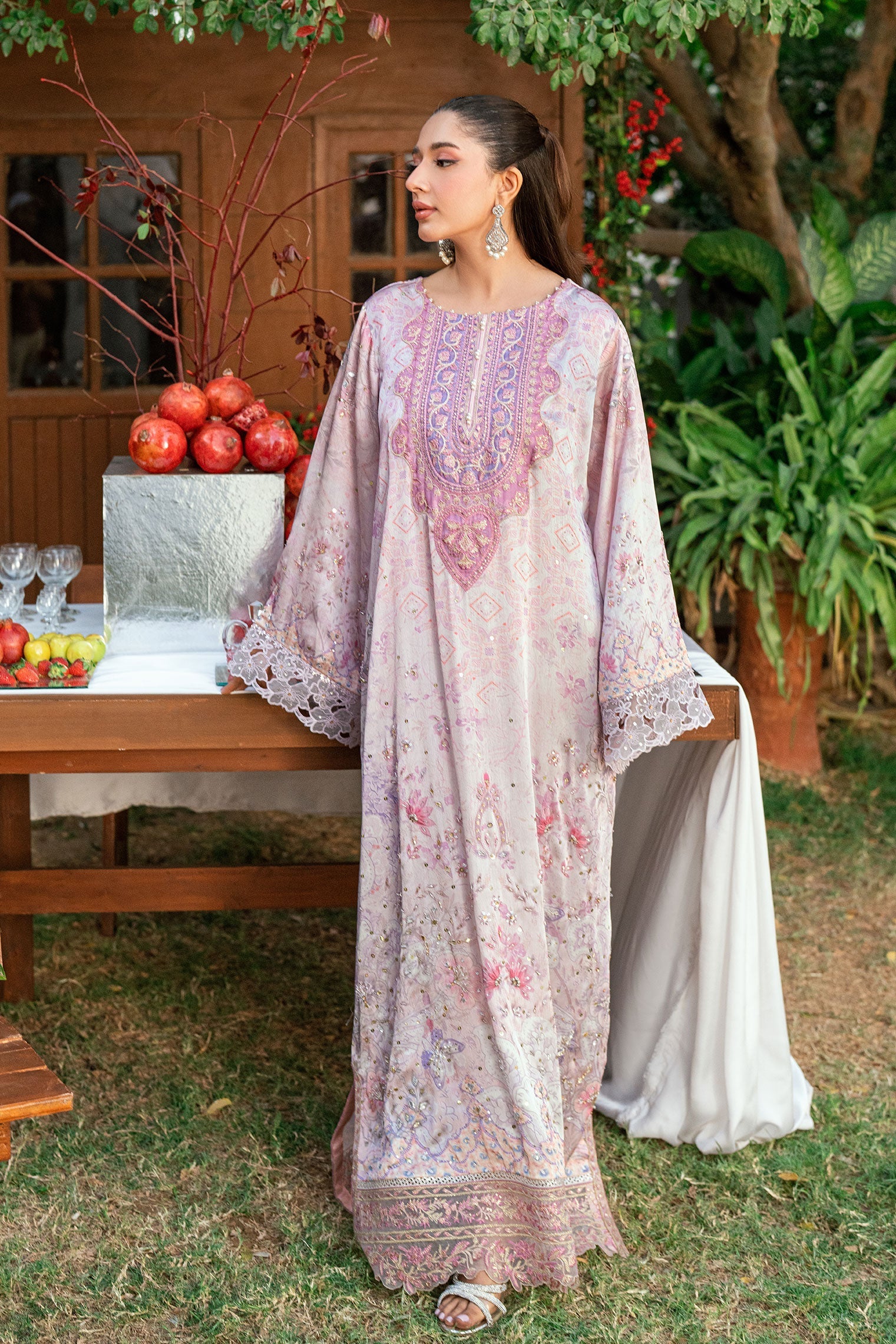 Dhanak | Silk Pret | LIGHT PINK -SILK TUNIC - 1PCS HAND EMBELLISHED KAFTAN - House Of Hania