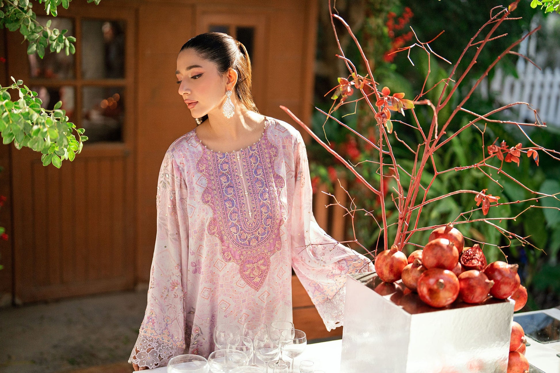 Dhanak | Silk Pret | LIGHT PINK -SILK TUNIC - 1PCS HAND EMBELLISHED KAFTAN - House Of Hania