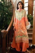 Dhanak | Silk Pret | ORANGE 2PCS HAND EMBELLISHED KURTA WITH TROUSER - House Of Hania