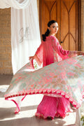 Dhanak | Silk Pret | PINK 2PCS HAND EMBELLISHED KURTA WITH TROUSER - House Of Hania