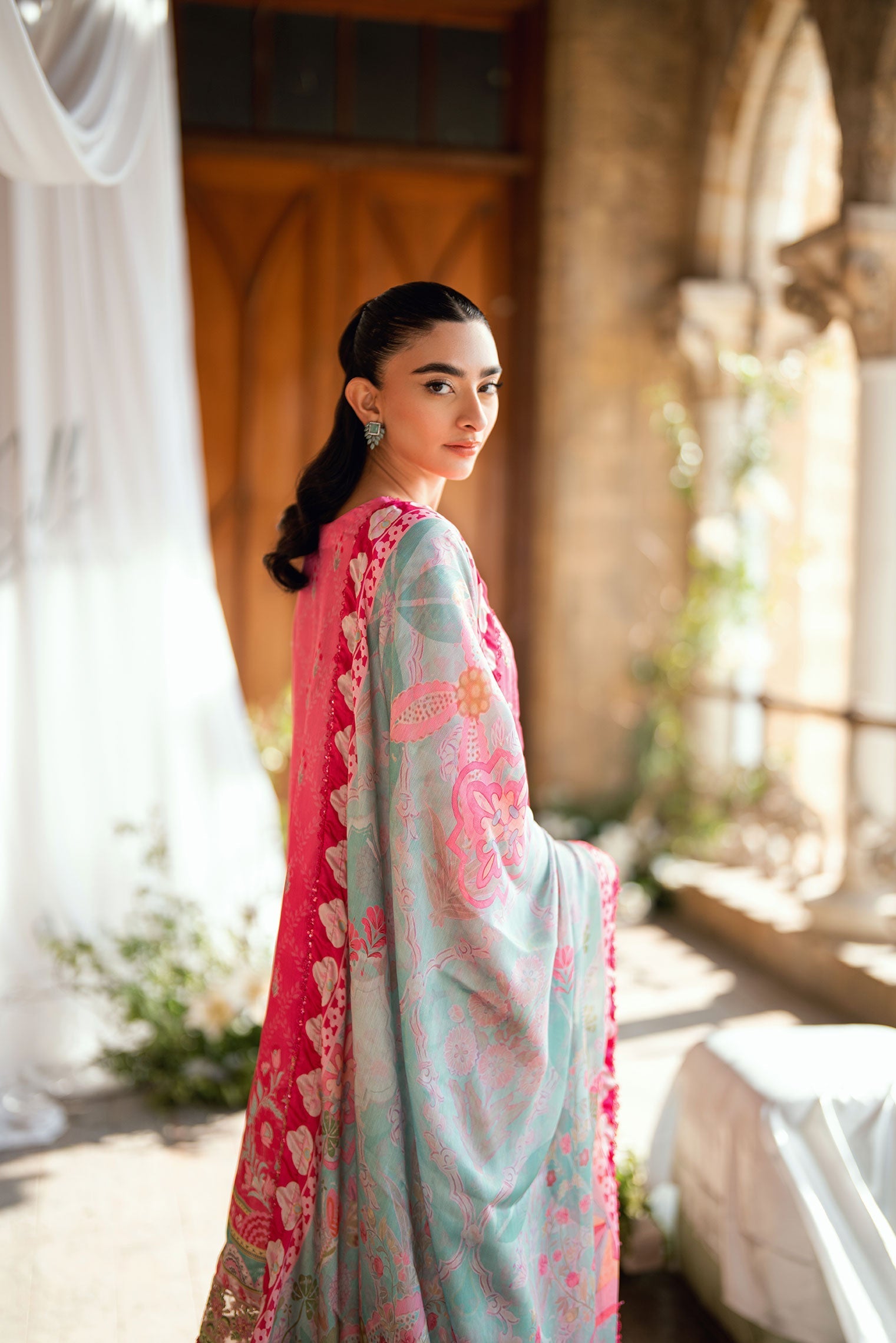 Dhanak | Silk Pret | PINK 2PCS HAND EMBELLISHED KURTA WITH TROUSER - House Of Hania