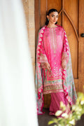 Dhanak | Silk Pret | PINK 2PCS HAND EMBELLISHED KURTA WITH TROUSER - House Of Hania