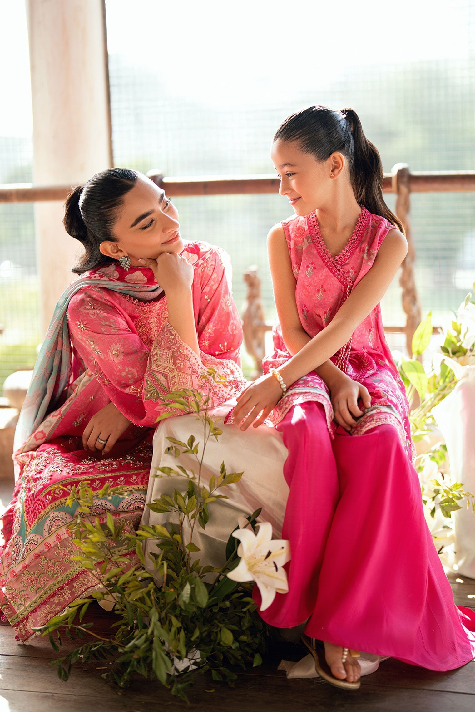 Dhanak | Silk Pret | PINK 2PCS HAND EMBELLISHED KURTA WITH TROUSER - House Of Hania