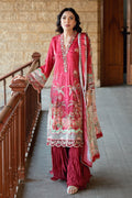 Dhanak | Silk Pret | RED 2PCS HAND EMBELLISHED KURTA WITH TROUSER - House Of Hania