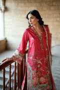 Dhanak | Silk Pret | RED 2PCS HAND EMBELLISHED KURTA WITH TROUSER - House Of Hania