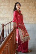 Dhanak | Silk Pret | RED 2PCS HAND EMBELLISHED KURTA WITH TROUSER - House Of Hania
