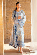 Dhanak | Silk Pret | SKY BLUE 2PCS HAND EMBELLISHED KURTA WITH TROUSER - House Of Hania