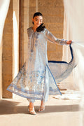 Dhanak | Silk Pret | SKY BLUE 2PCS HAND EMBELLISHED KURTA WITH TROUSER - House Of Hania