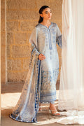 Dhanak | Silk Pret | SKY BLUE 2PCS HAND EMBELLISHED KURTA WITH TROUSER - House Of Hania