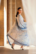 Dhanak | Silk Pret | SKY BLUE 2PCS HAND EMBELLISHED KURTA WITH TROUSER - House Of Hania