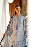 Dhanak | Silk Pret | SKY BLUE 2PCS HAND EMBELLISHED KURTA WITH TROUSER - House Of Hania