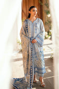 Dhanak | Silk Pret | SKY BLUE 2PCS HAND EMBELLISHED KURTA WITH TROUSER - House Of Hania