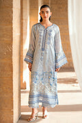 Dhanak | Silk Pret | SKY BLUE 2PCS HAND EMBELLISHED KURTA WITH TROUSER - House Of Hania