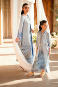 Dhanak | Silk Pret | SKY BLUE 2PCS HAND EMBELLISHED KURTA WITH TROUSER - House Of Hania
