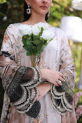 Dhanak | Silk Pret | Silk Tunic - 2PCS HAND EMBELLISHED SHIRT WITH TROUSER- BEIGE - House Of Hania
