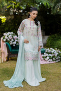 Dhanak | Silk Pret | Silk Tunic - 2PCS HAND EMBELLISHED SHIRT WITH TROUSER- L-GREEN - House Of Hania