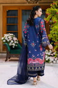 Dhanak | Silk Pret | Silk Tunic - 2PCS HAND EMBELLISHED SHIRT WITH TROUSER- NAVY BLUE - House Of Hania