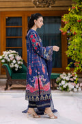 Dhanak | Silk Pret | Silk Tunic - 2PCS HAND EMBELLISHED SHIRT WITH TROUSER- NAVY BLUE - House Of Hania