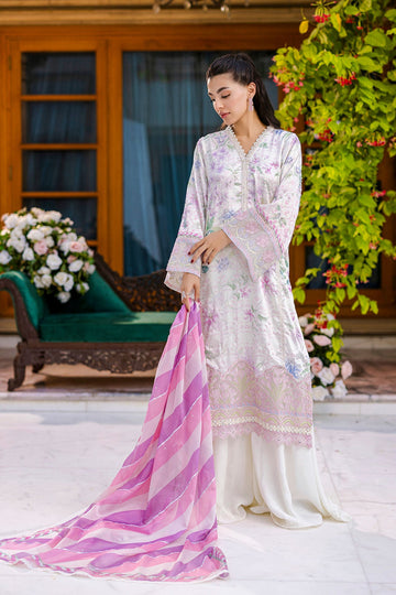 Dhanak | Silk Pret | Silk Tunic - 2PCS HAND EMBELLISHED SHIRT WITH TROUSER- OFF WHITE - House Of Hania