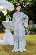 Dhanak | Silk Pret | Silk Tunic - 2PCS HAND EMBELLISHED SHIRT WITH TROUSER- SKY BLUE - House Of Hania