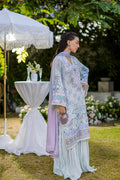 Dhanak | Silk Pret | Silk Tunic - 2PCS HAND EMBELLISHED SHIRT WITH TROUSER- SKY BLUE - House Of Hania
