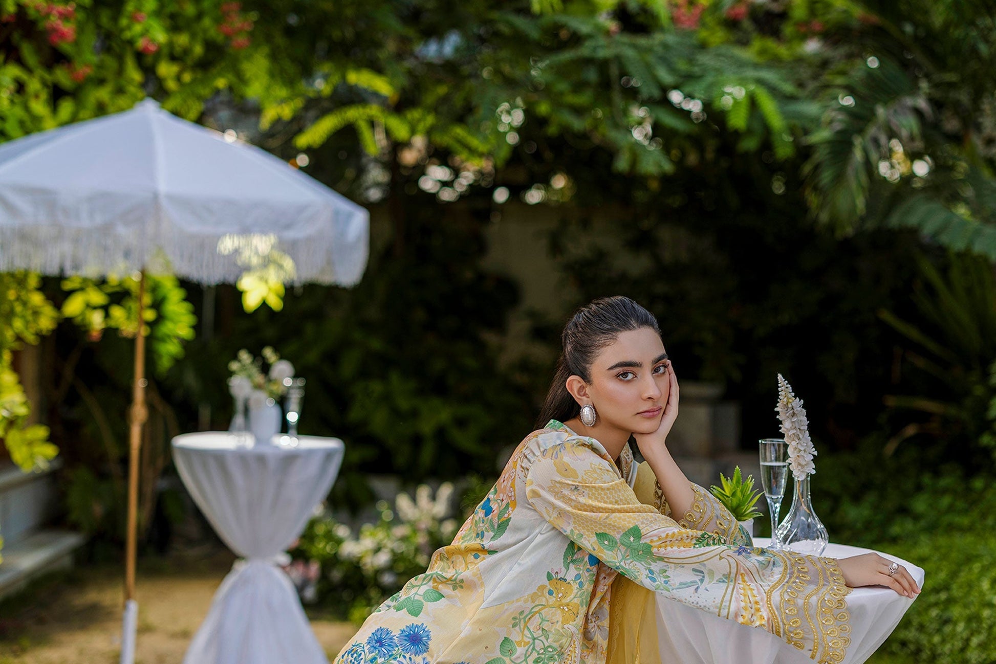 Dhanak | Silk Pret | Silk Tunic - 2PCS HAND EMBELLISHED SHIRT WITH TROUSER- YELLOW - House Of Hania