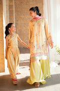 Dhanak | Silk Pret | YELLOW 2PCS HAND EMBELLISHED KURTA WITH TROUSER - House Of Hania