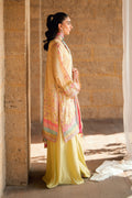 Dhanak | Silk Pret | YELLOW 2PCS HAND EMBELLISHED KURTA WITH TROUSER - House Of Hania