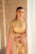 Dhanak | Silk Pret | YELLOW 2PCS HAND EMBELLISHED KURTA WITH TROUSER - House Of Hania
