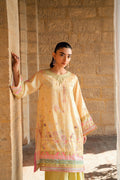 Dhanak | Silk Pret | YELLOW 2PCS HAND EMBELLISHED KURTA WITH TROUSER - House Of Hania