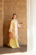 Dhanak | Silk Pret | YELLOW 2PCS HAND EMBELLISHED KURTA WITH TROUSER - House Of Hania