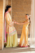 Dhanak | Silk Pret | YELLOW 2PCS HAND EMBELLISHED KURTA WITH TROUSER - House Of Hania