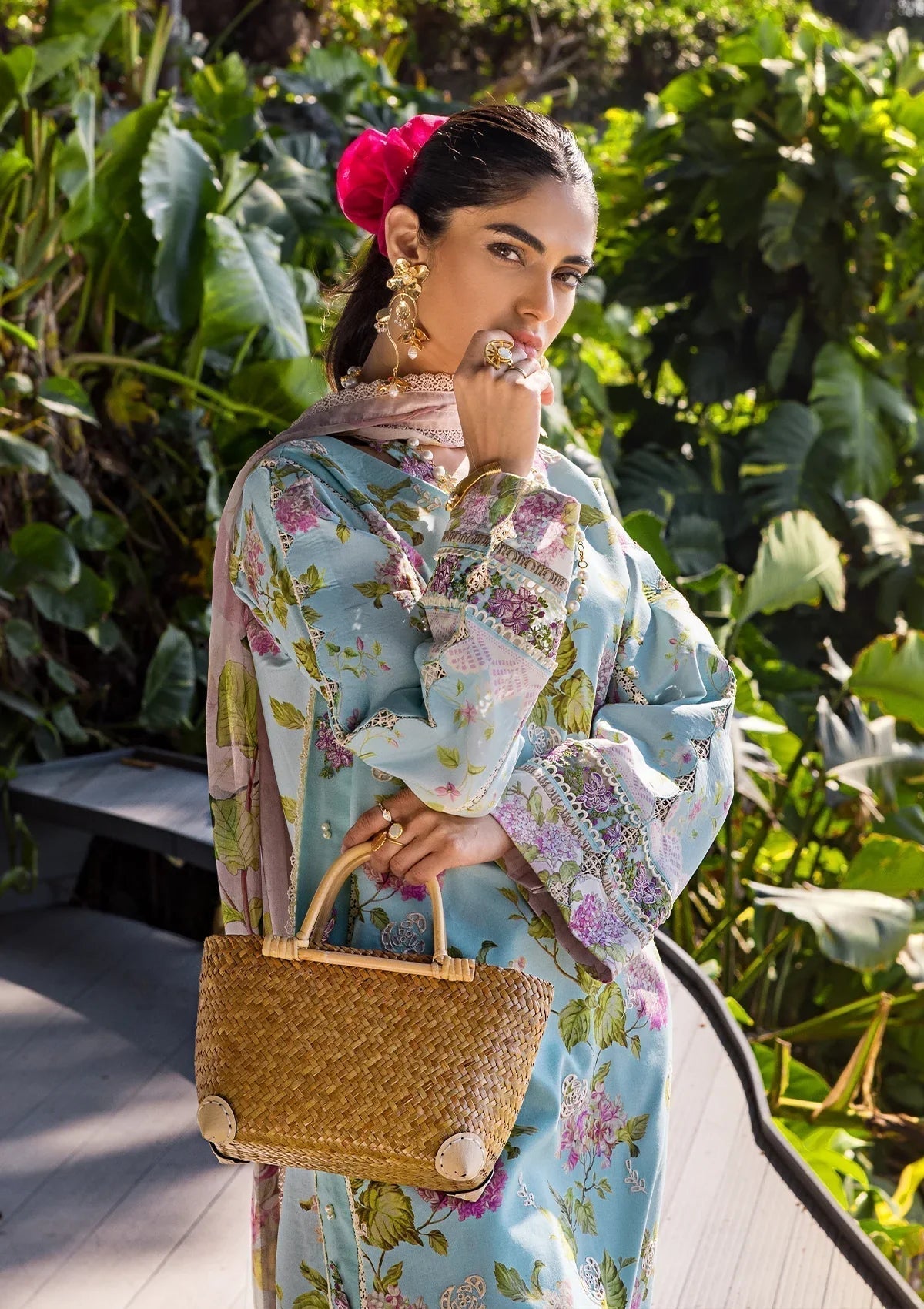 ELAF Signature Embroidered Lawn 3Pc Suit ESL-05A STARLIT HARMONY - House Of Hania