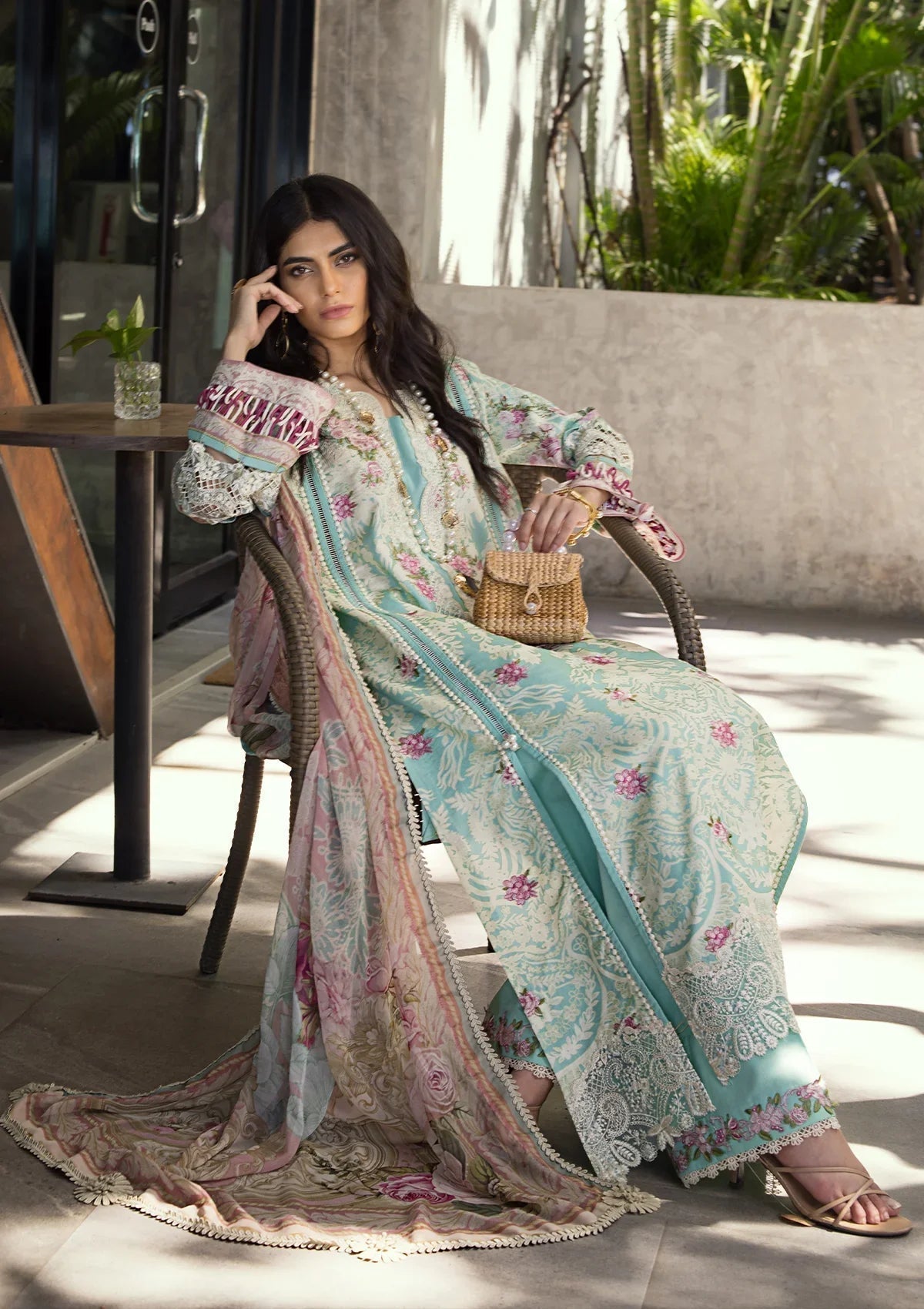 ELAF Signature Embroidered Lawn Unstitched 3Pc Suit ESL-02B PEARLY ESSENCE - House Of Hania
