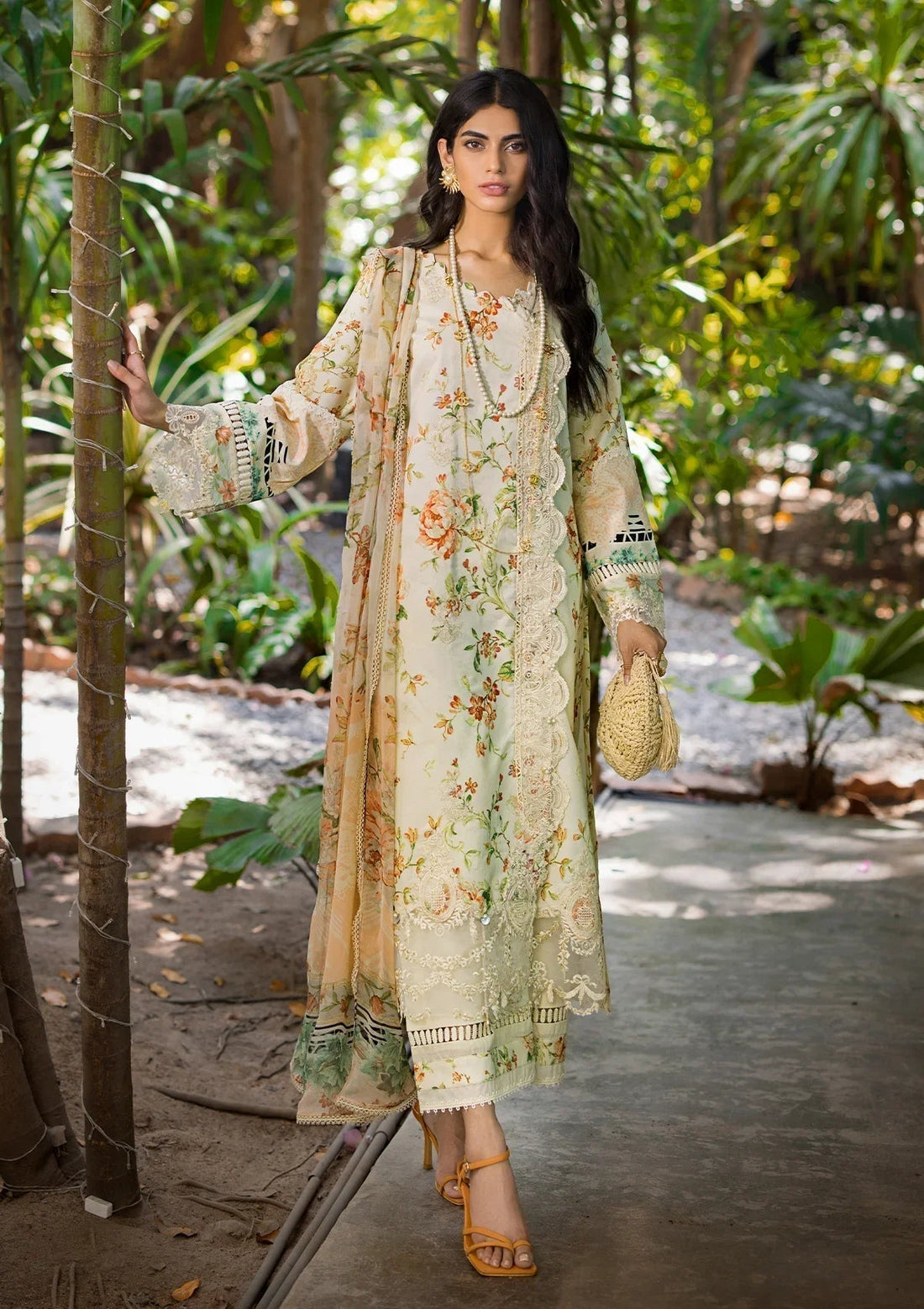 ELAF Signature Embroidered Lawn Unstitched 3Pc Suit ESL-03A ANGELS BREATH - House Of Hania