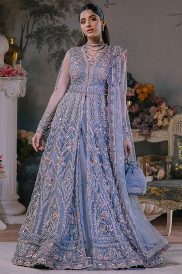ELAN Wedding Festive Embroidered Net 3Pc Suit EC2-23-08 - House Of Hania