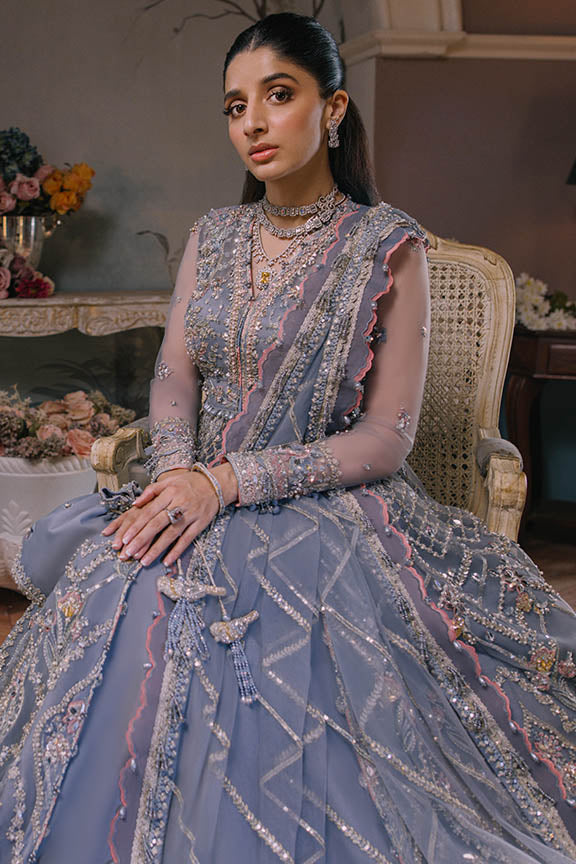 ELAN Wedding Festive Embroidered Net 3Pc Suit EC2-23-08 - House Of Hania